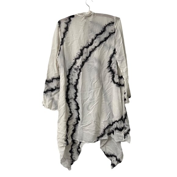 Haute Hippie Womens white Black Silk Tie Dye Open Duster Cardigan Size Medium - Picture 3 of 5